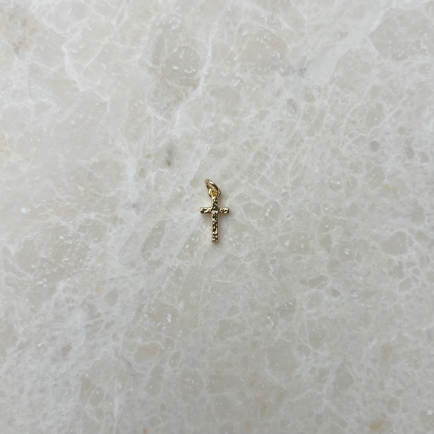 Mini Hammered Cross Charm