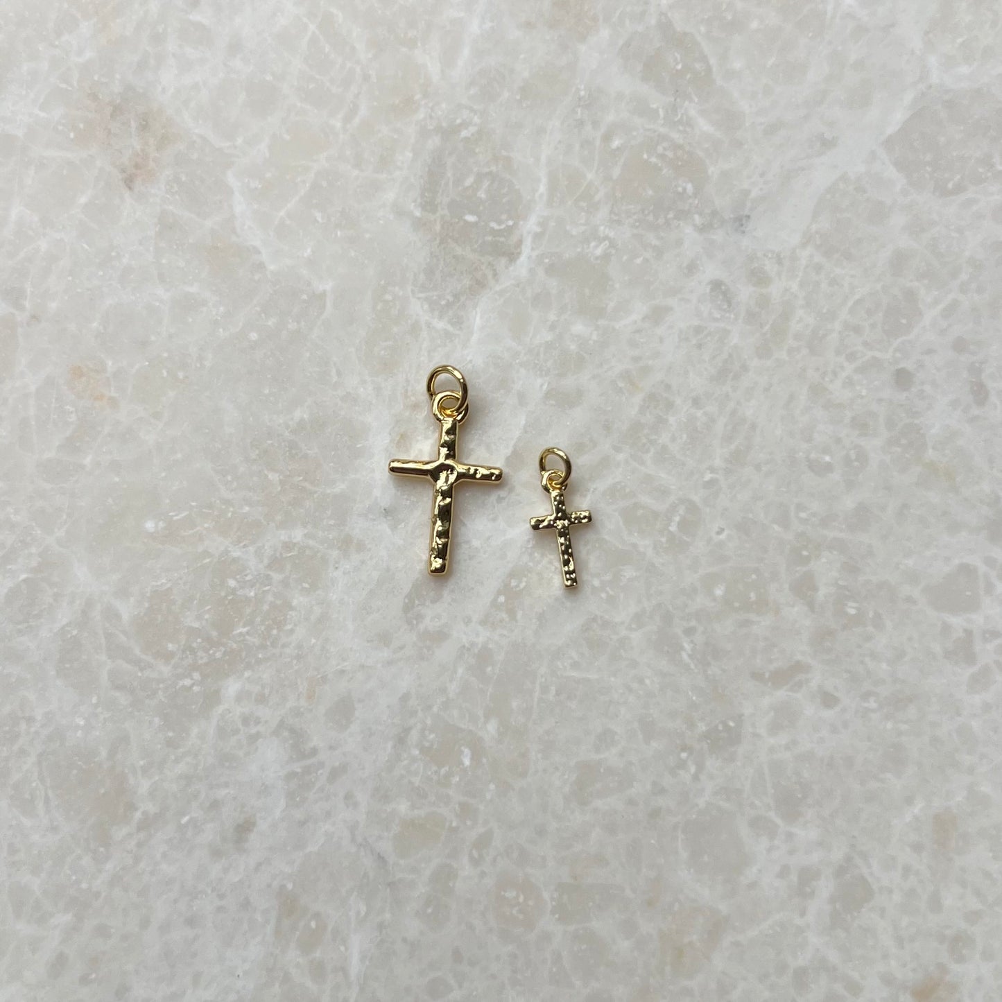 Medium Hammered Cross Charm