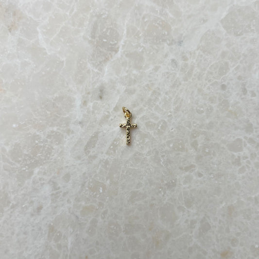 Mini Hammered Cross Charm